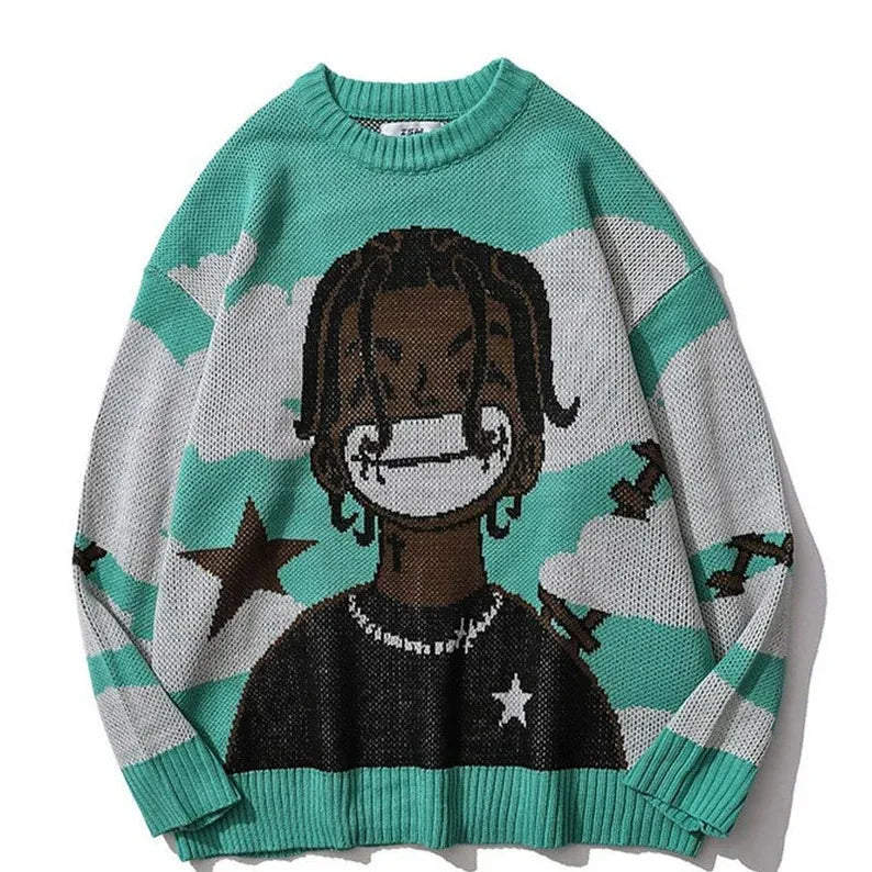 Traf-2024 Women's Sweater zssiibo Official Website Autumn New y2k Anime Cartoon Pattern Hoodie Women's Clothing Sales Street King Limited
