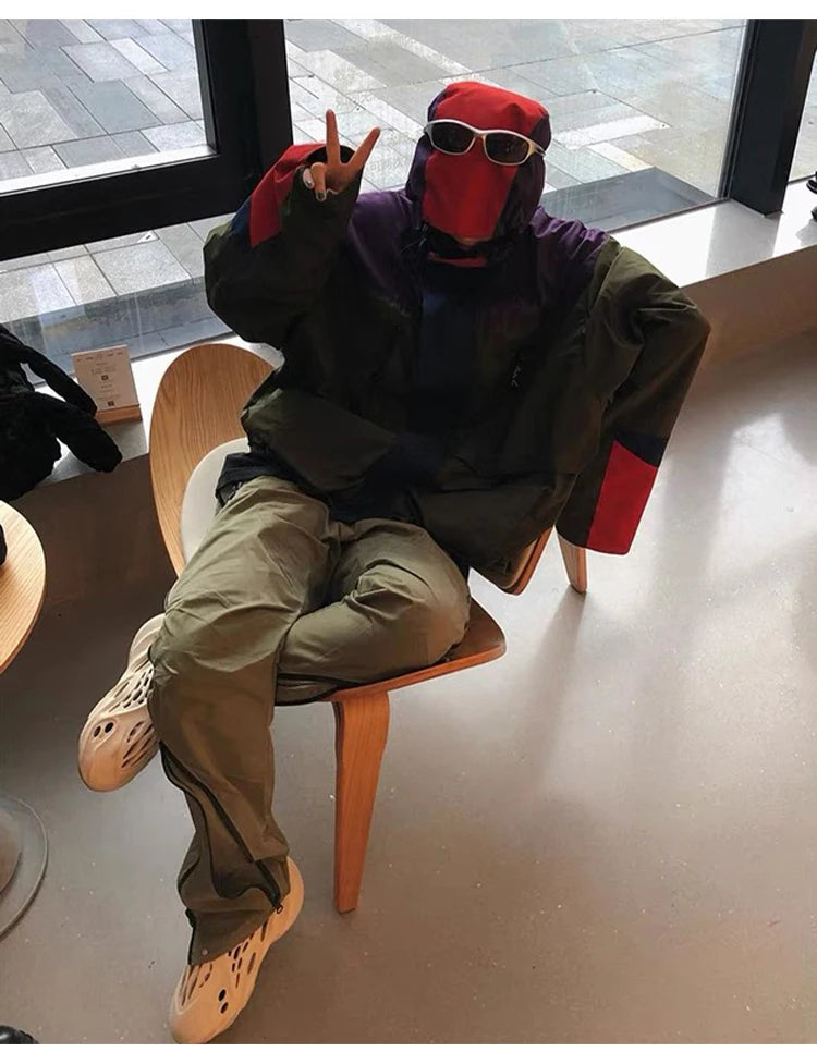 Vibe Style Nylon Rubber Pressing Joggers Men's Urban Streetwear Fashionable Adjustable Zipper Up Functional Cargo Trousers Street King Limited
