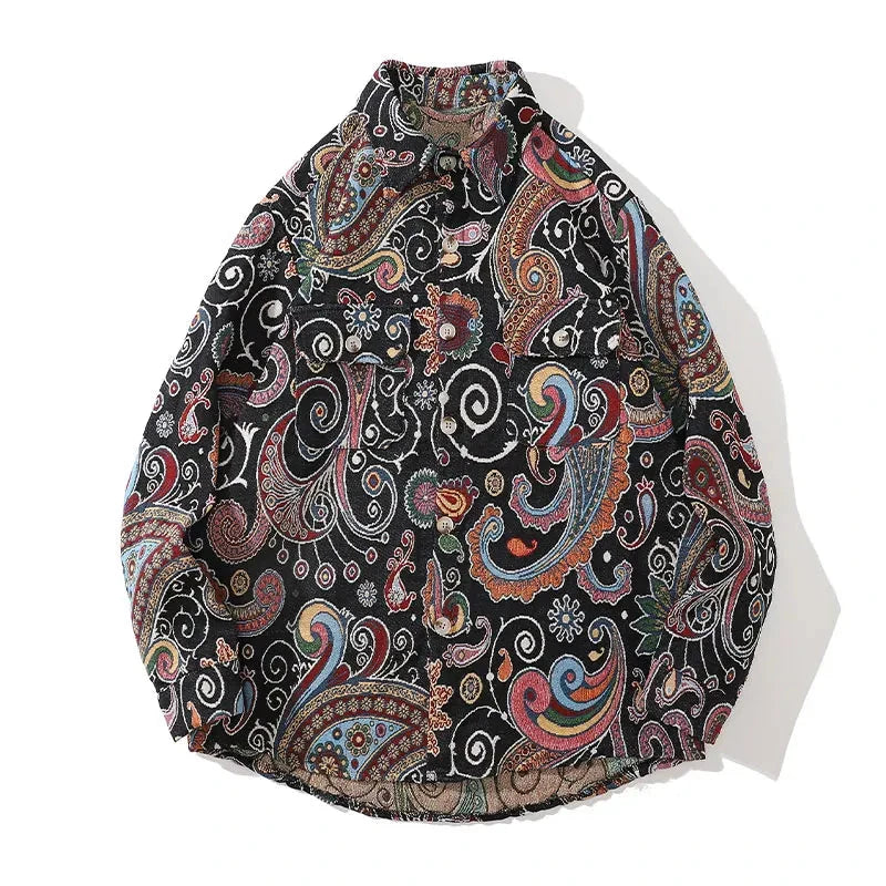 Streetwear Gonthwid Harajuku Streetwear Shirts Coats Graffiti Bandana Paisley Pat Gonthwid Harajuku Streetwear Shirts Coats Graffiti Bandana Paisley Pattern Pockets Shirt Hip Hop Fashion Long Sleeve Button Tops Fashion Sweater Jacket With Graphic Design For Men