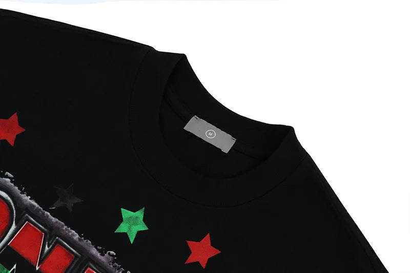 Summer New Chaopai Boxer Letter Print T-shirt Men Woman 1:1 Best Quality Loose Versatile Vintage O-Neck Tops Tee Street King Limited