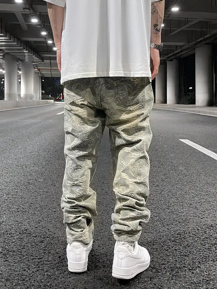fashion paisy denim jeans mens destoryed holes zipper jeans pants hip hop streetwear new summer casual joggers loose jeans pants urban active pants