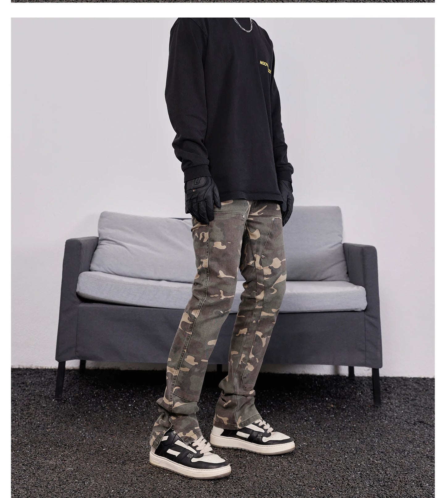 mens hip hop streetwear denim pants fashion camouflage pants 2023 harajuku cotton zipper joggers slim fit jeans trousers pants unique joggers style 1710