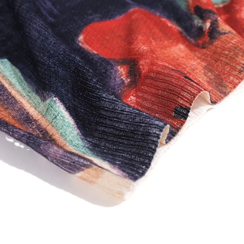 Men Hip Hop Sweater Pullover Streetwear Harajuku Painting Knitted Sweater Retro Vintage Autumn Casual Cotton Pullovers Sweaters Street King Limited