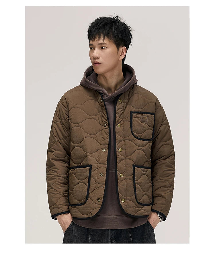 autumn winter quilted jacket men thick plaid blazer jacket commuter man business streetwear fashion suit coat outerwear unique default style 1392