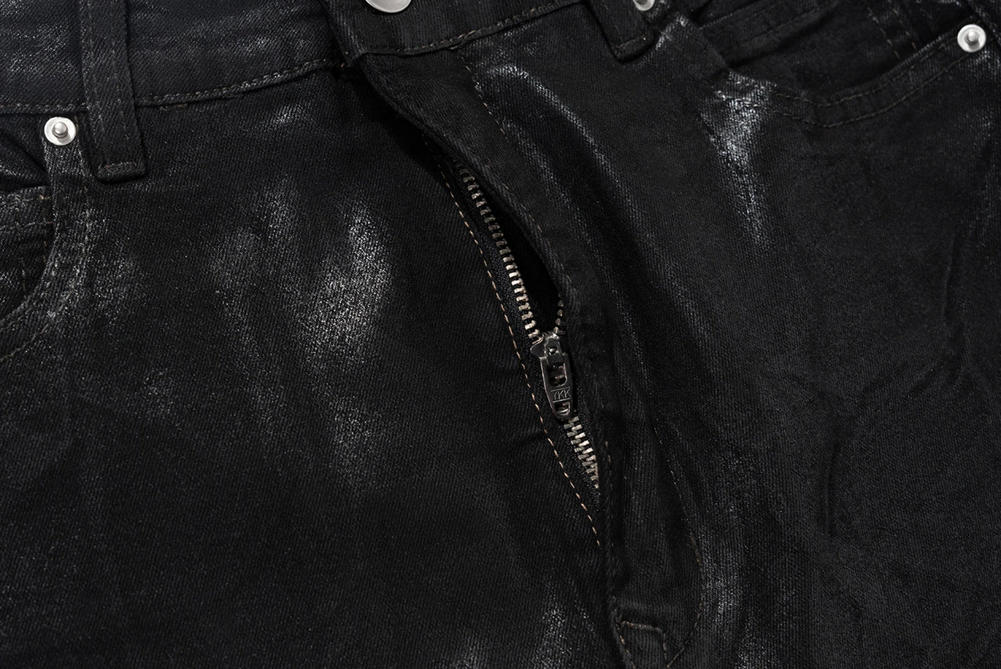 Streetwear Black Wax Leather Strecth Jeans for Men Ropa Hombre Baggy Y2k Flare Pants Oversized Straight Denim Trousers Street King Limited