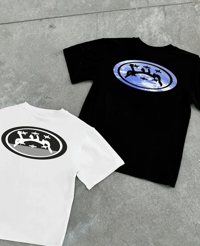 European and American Trendy Brand Personalized Letter Print Oversized Short-sleeved Men Y2k Street Retro Fashion T-shirts Women Street King Limited