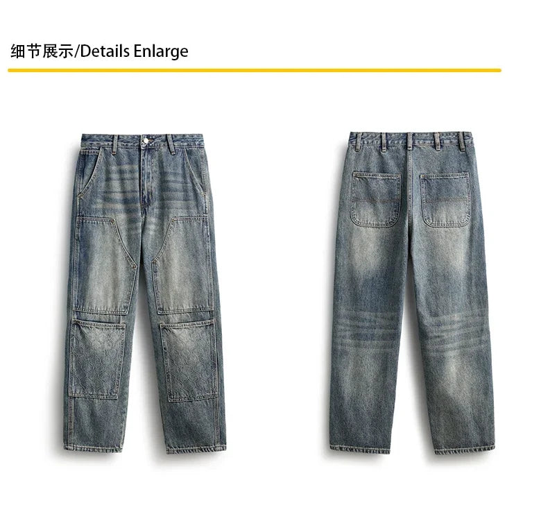 men streetwear fashion loose casual plus size denim harem jeans pant cityboy retro splice pocket cargo jeans trousers 40 38 unique cargo style 3067