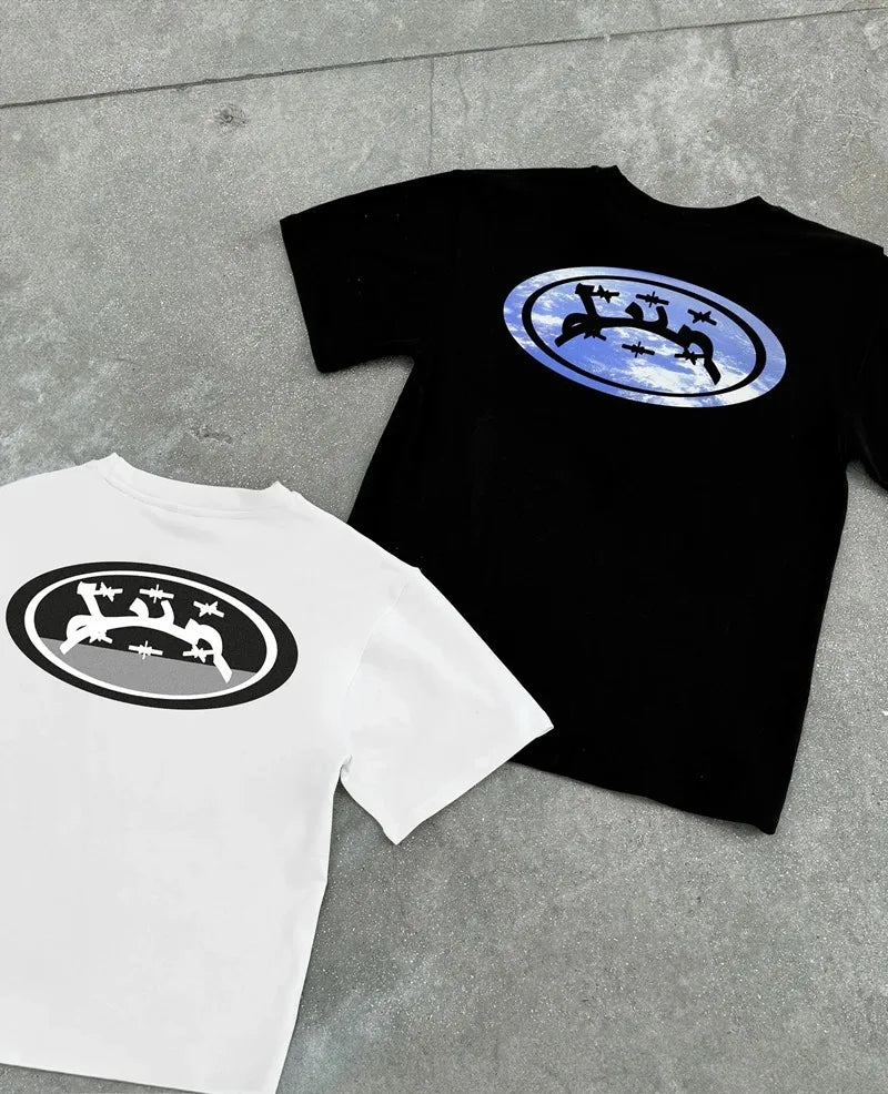 European and American Trendy Brand Personalized Letter Print Oversized Short-sleeved Men Y2k Street Retro Fashion T-shirts Women Street King Limited