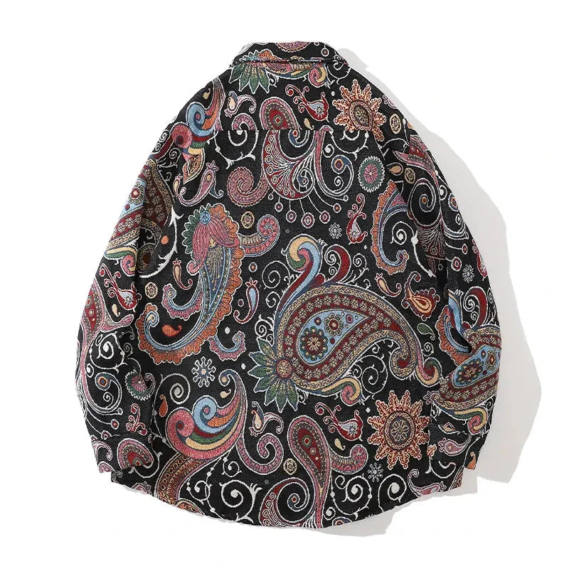 Streetwear Gonthwid Harajuku Streetwear Shirts Coats Graffiti Bandana Paisley Pat Gonthwid Harajuku Streetwear Shirts Coats Graffiti Bandana Paisley Pattern Pockets Shirt Hip Hop Fashion Long Sleeve Button Tops Fashion Sweater Jacket With Graphic Design For Men