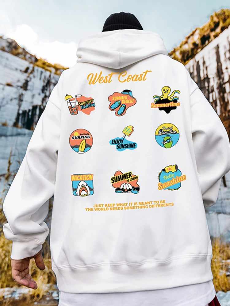 West Coast Graffiti Graphic Hoodie Sweatshirts Men Autumn Pullovers Hoodies Casual Male Y2K Streetwear Top Hip Hop Tracksuit Street King Limited