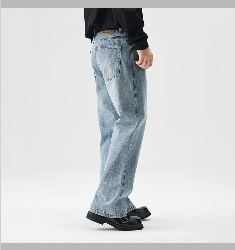 mens retro fashion high street loose casual denim micro flared pants jeans men streetwear plus size jeans trousers 28 40 unique jeans style 2578