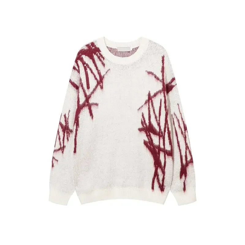 Y2k Women's Clothing Sweater Knit Jumper Round Neck Long Sleeve Oversize Streetwear Personalized Jacquard Pattern vintage Tops Street King Limited