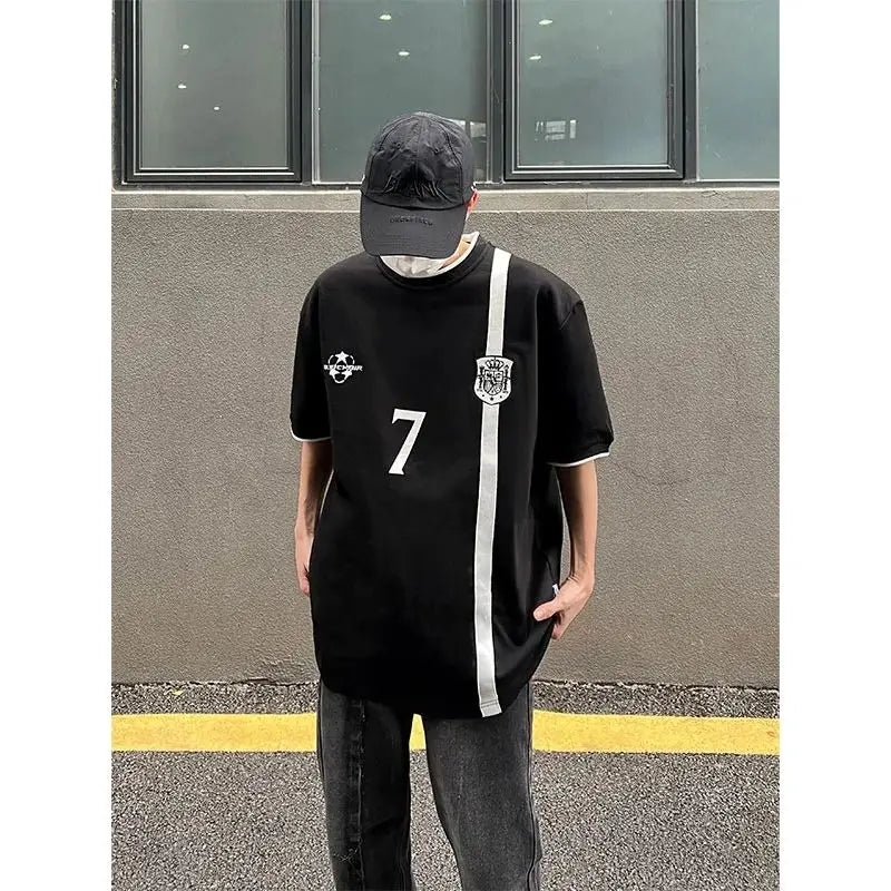 Summer American retro high street niche tops trendy brand ins fashion design oversize couple short-sleeved T-shirt y2k tops emo Street King Limited
