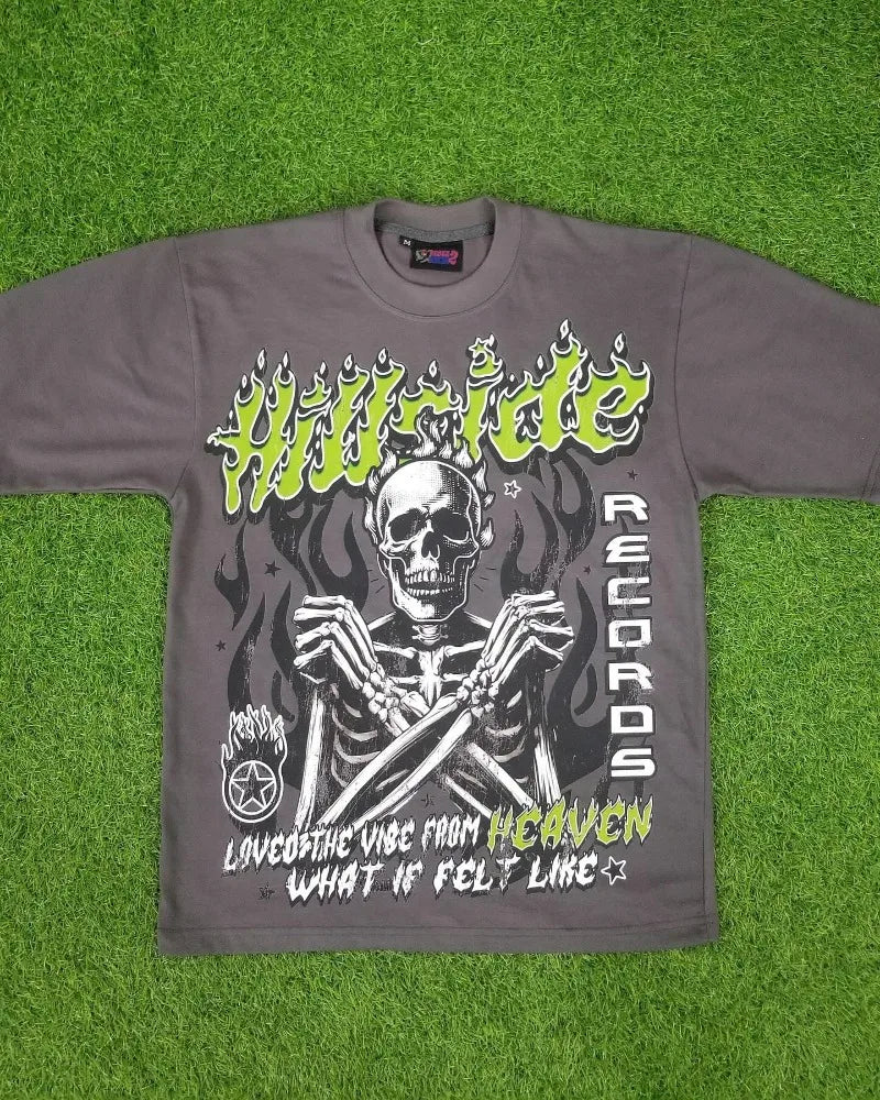 American retro Gothic skull pattern printed oversized T-shirt women's Y2K street style, loose and versatile short sleeved shirt Street King Limited