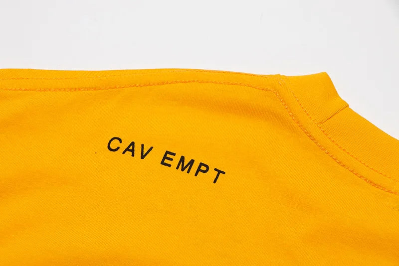 Men Woman CAVEMPT Tops Tee Summer Cotton Slogan Abstract Printing O-Neck Loose Classic All-match Casual C.E Short Sleeve Street King Limited