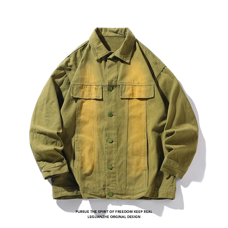 vintage high street washed denim jacket fashion streetwear luxury brand unisex jean coats loose casual male jackets unique jeans style 95