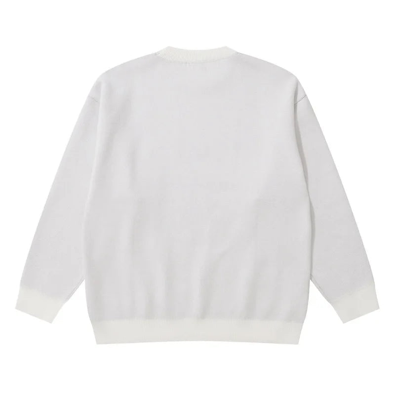 Hip Hop Anime Knitted Oversized Sweater Mens Autumn Winter O-neck Long Sleeve Pullover Streetwear New Loose Sweaters Clothing Street King Limited