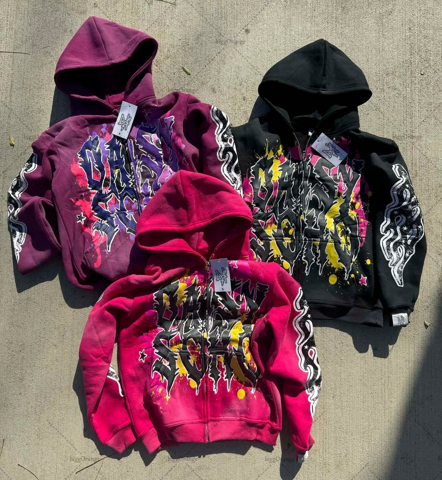 Fashion Trendy Color Letter Printed Oversize Hoodie Men's Y2K Spring and Autumn Retro Loose Pullover Sweatshirt Women's Street King Limited