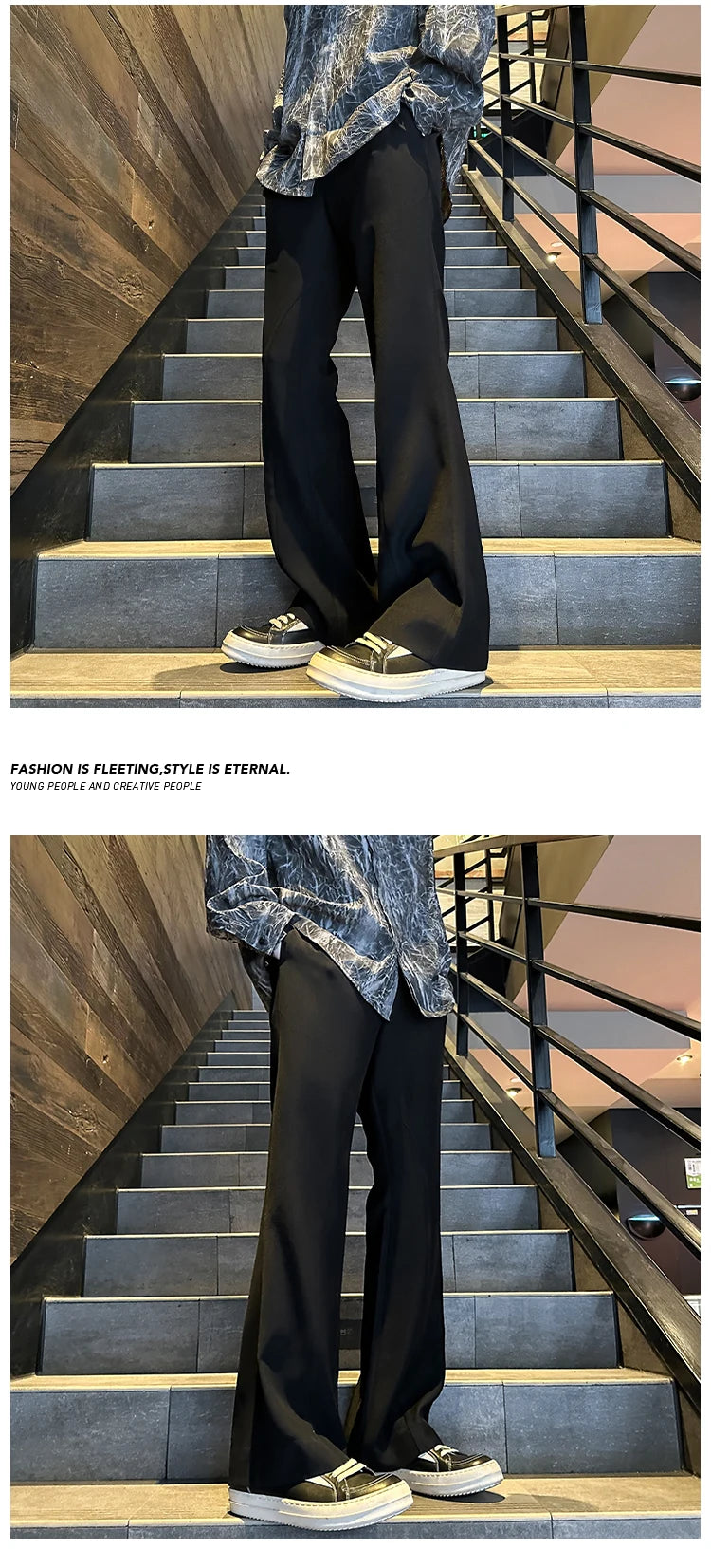 2025 mens four seasons new mid waist micro flared casual pants fashion trend leisure mens flared leg trousers korean pants men unique default style 1272