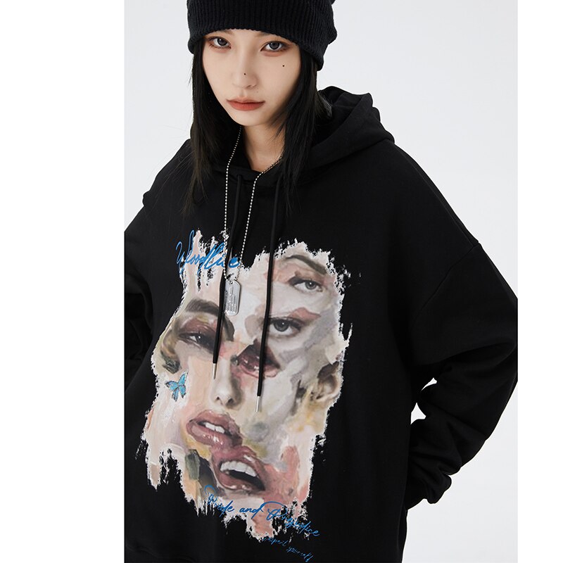 "Broken Face" Unisex Men Women Streetwear Graphic Hoodie Daulet Apparel