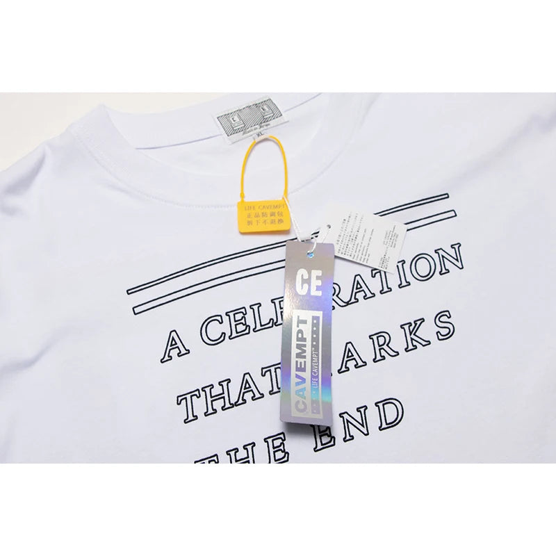 Men Woman CAVEMPT Tops Tee Summer Cotton Slogan Abstract Printing O-Neck Loose Classic All-match Casual C.E Short Sleeve Street King Limited