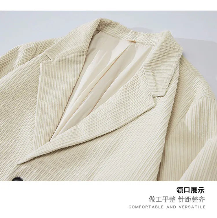 mens loose casual plus size fashion retro corduroy blazer jacket handsome man commuter business suit coat blazers outerwear unique default style 1222