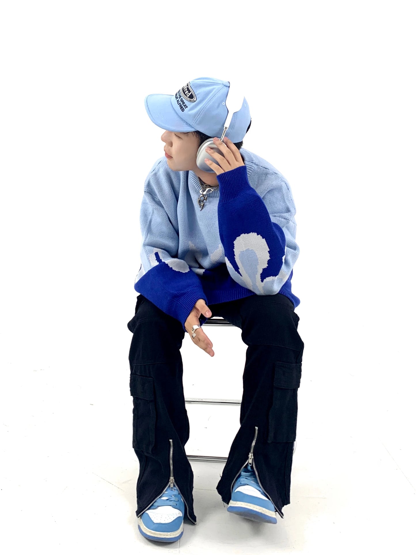 Hip Hop Fire Knitted Oversized Sweater Men Autumn Winter O-neck Long Sleeve Pullover Streetwear New Loose Tops Sweaters Clothing Street King Limited
