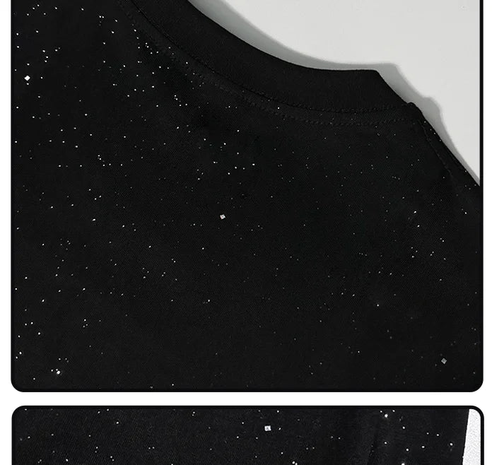 Summer cotton loose round neck starry sky short sleeved men and women American street trend personalized printed T-shirt top Street King Limited