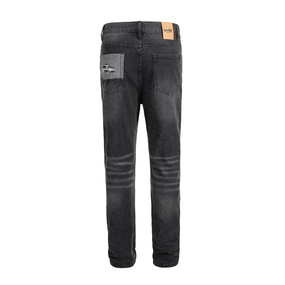vintage washed ripped hole slim pencil pants mens and womens streetwear frayed distressed baggy jeans oversize loose denim pants vintage washed jeans