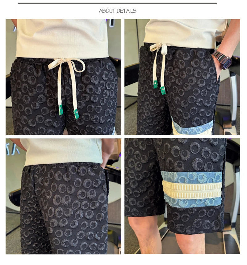 summer foam print shorts men y2k streetwear pleated baggy bermudas para hombre hip hop fashion vintage casual short pants unique shorts style 3334