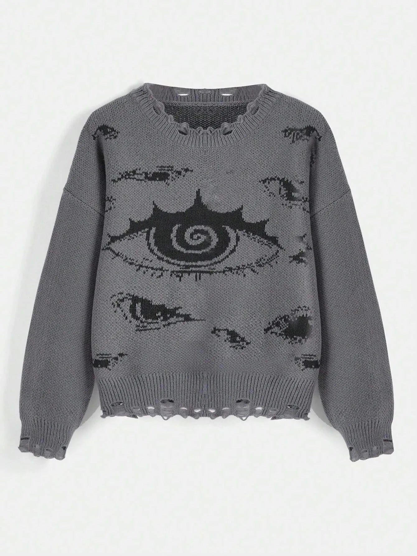 Traf Women's sweater eyes y2k new pullovers Knit wear Winter clothes women vintage Female clothing long sleeve tops Oversize Street King Limited