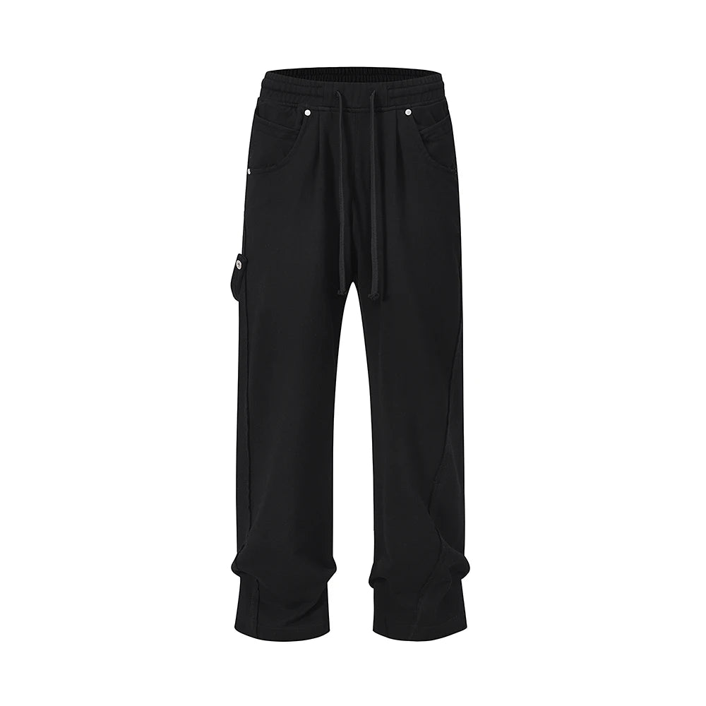 Streetwear Washed Vintage Solid Baggy Joggers Sweatpants Mens and Womens Straight Pocket Loose Casual Drawstring Trousers Street King Limited