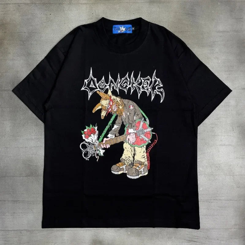 2024 new summer quirky cartoon picture print oversized T-shirt women Y2K street hip-hop loose and versatile short sleeved shirt Street King Limited