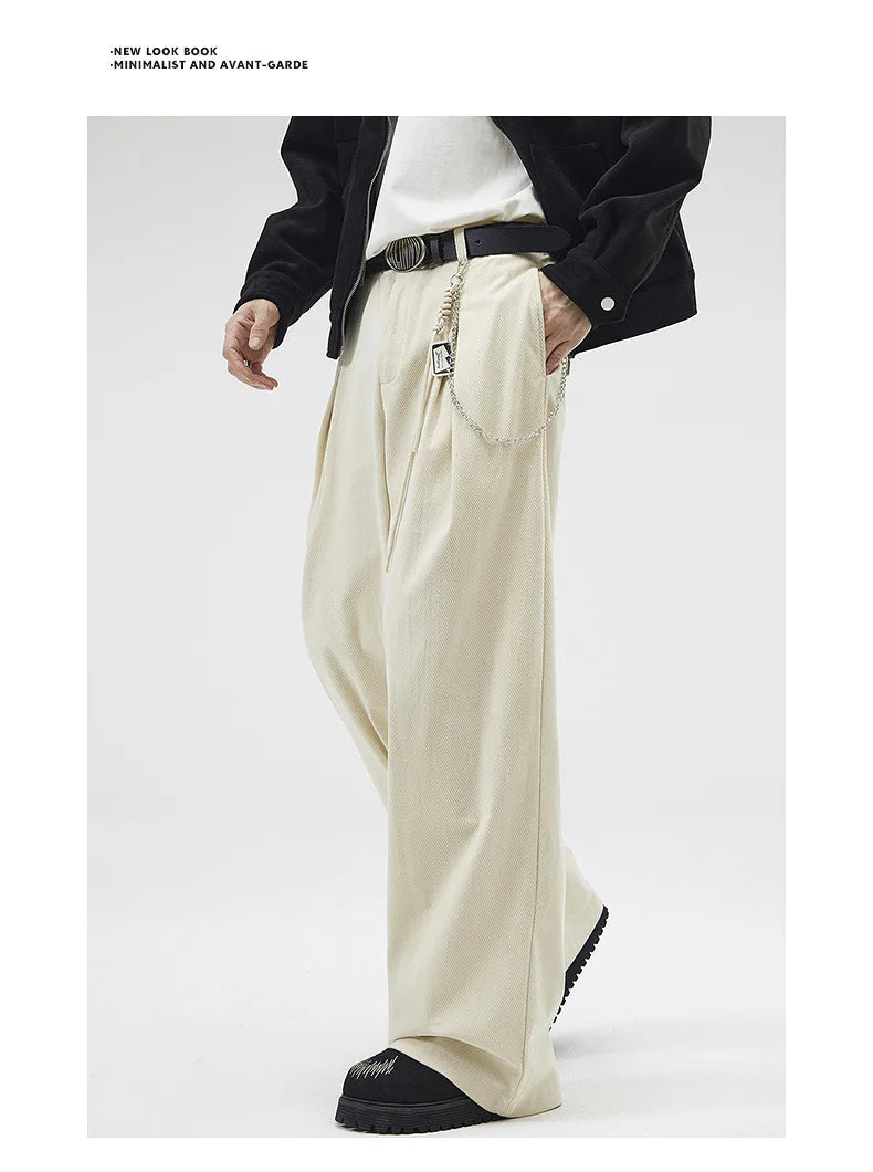 wide leg casual suit pants men japanese korean streetwear fashion loose cleanfit suit baggy pants cityboy long trousers unique default style 2047