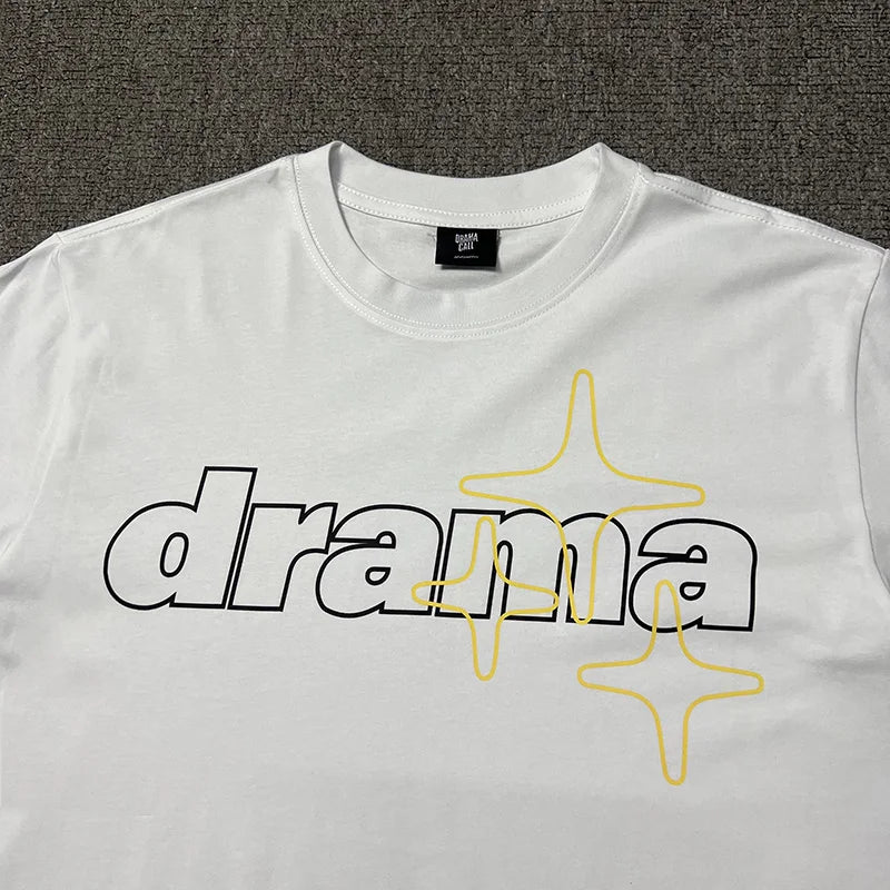 2024ss Drama Call T-shirt Men Women 1:1 High Quality Stars Letter Print Fashion Street Lovers Casual Tops Tee Street King Limited