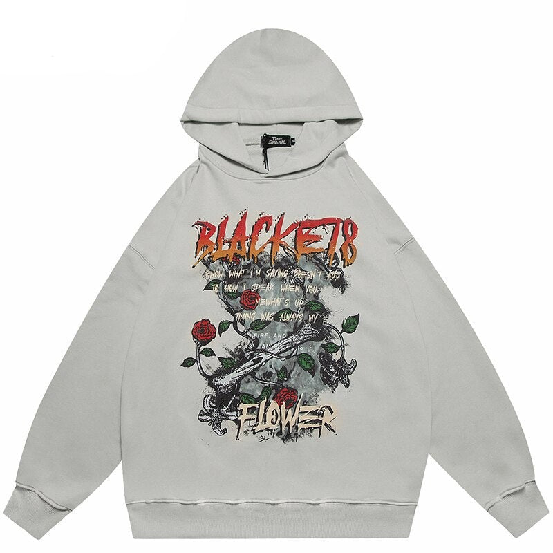 "Black Rose" Unisex Men Women Streetwear Graphic Hoodie Daulet Apparel