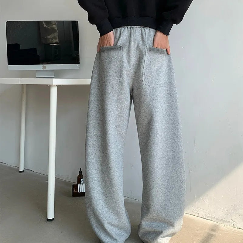 winter new mens tie dye fleece casual pants side striped wide leg straight sweatpants neutral high quality long baggy trousers casual joggers