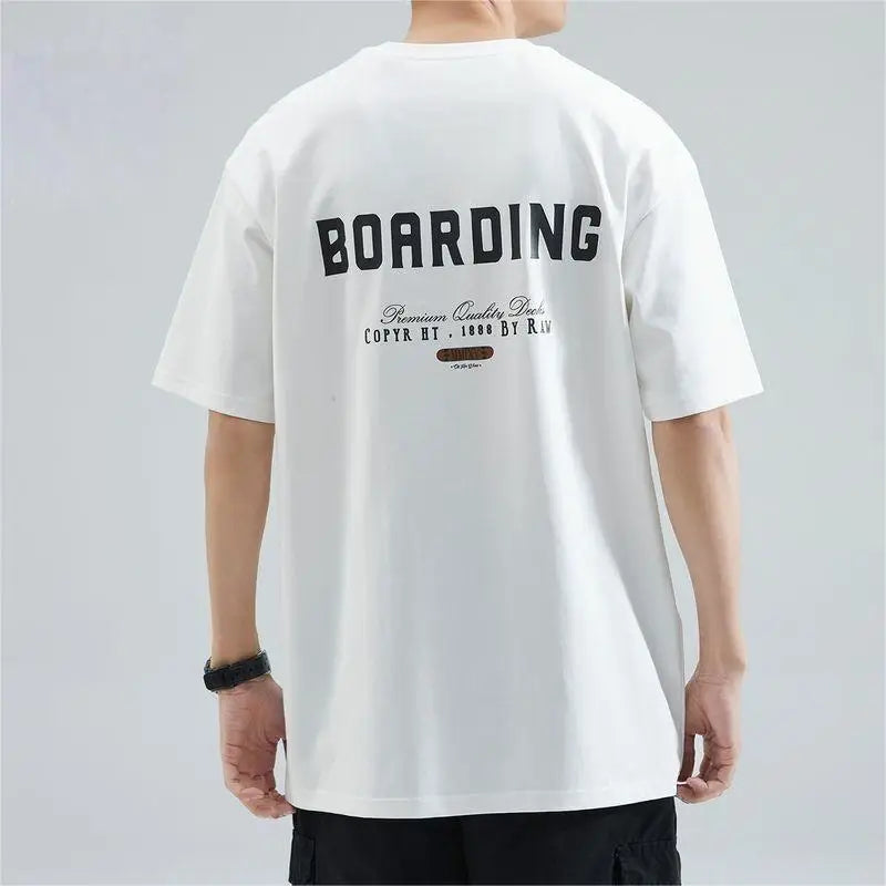 Summer Korean Pure Cotton Round Neck Short-sleeved T-shirt Men's Trendy Y2K Personalized Street Ins Casual Half-sleeved Top Street King Limited