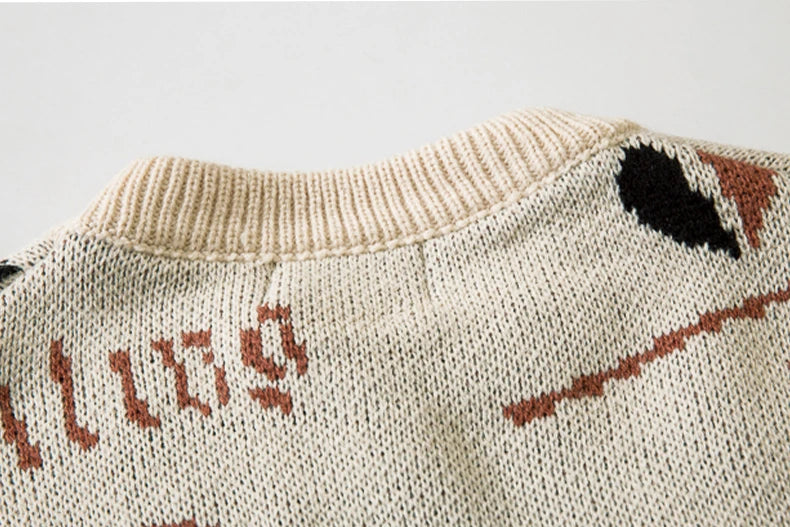 Hip Hop Harajuku Angle Pattern Knitted Sweater Unisex Pullover Streetwear Winter Casual Loose Mens Sweater Warm Jumper Knitwear Street King Limited