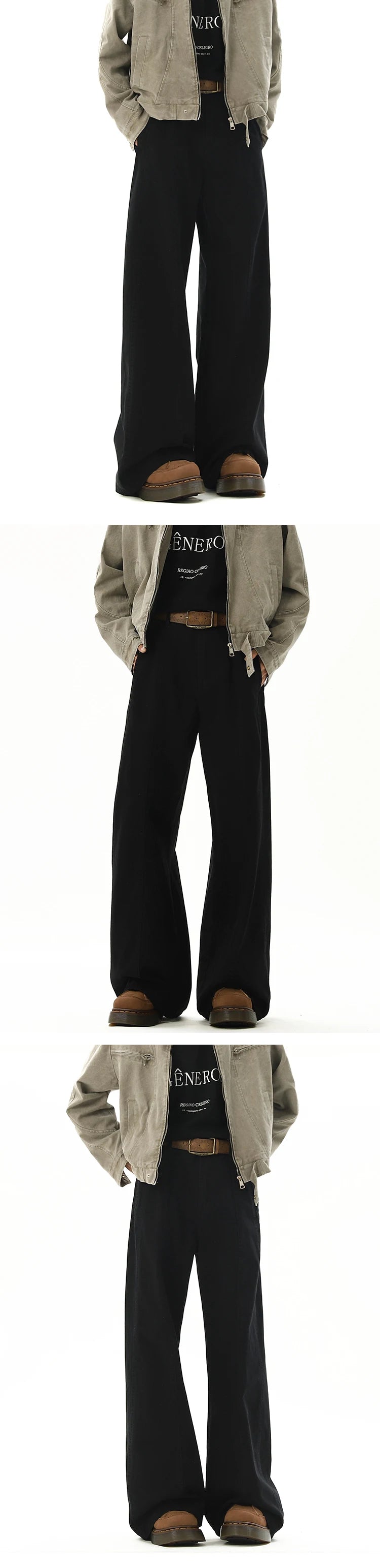 american style vintage wide leg cargo pants mens baggy fashion high street overalls coffee streetwear male mopping trousers unique cargo style 1096