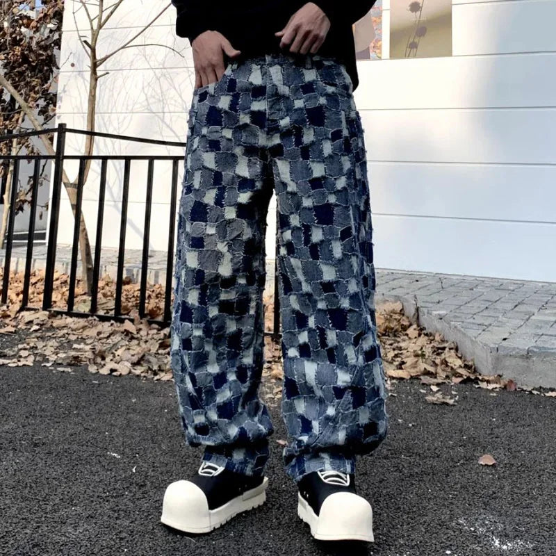 men distressed washed denim streetwear brand hip hop loose casual motorcycle cargo jeans pant cityboy y2k trousers unique cargo style 2355