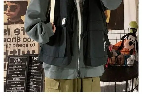 Fake two-piece coat men's ins, trendy Japanese functional workwear hooded jacket, autumn European and American retro trend tops Street King Limited