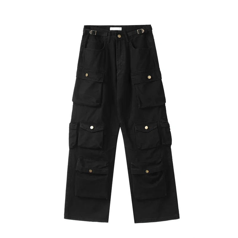 unisex hip hop pants retro cargo pant streetwear multi pockets zipper harajuku joggers new casual loose straight baggy trousers unique joggers style 1049