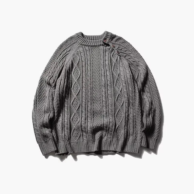Thicken Japanese Retro Sweater Mens 2024 New College Couples Casual Warm Round Neck Pullover Red Simplicity Knitted Jacket Street King Limited