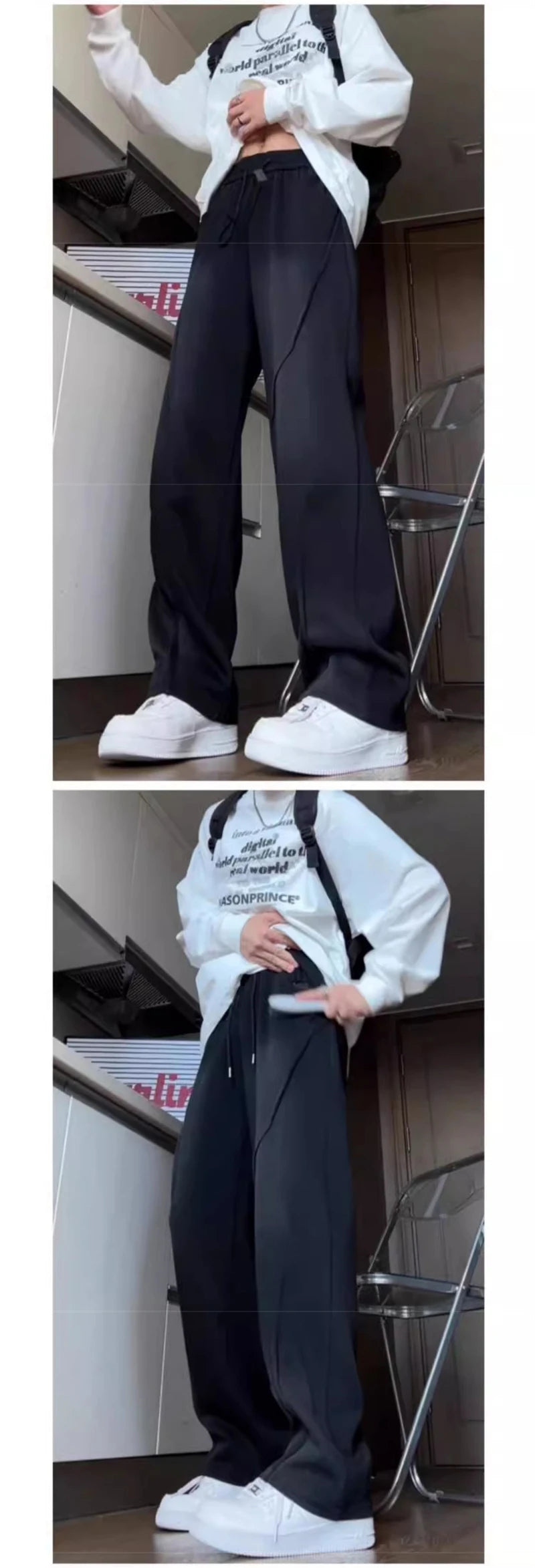 autumn mens high street pleated straight pants korean fashion elastic waist pockets trousers y2k vintage pantalones hombre unique default style 725