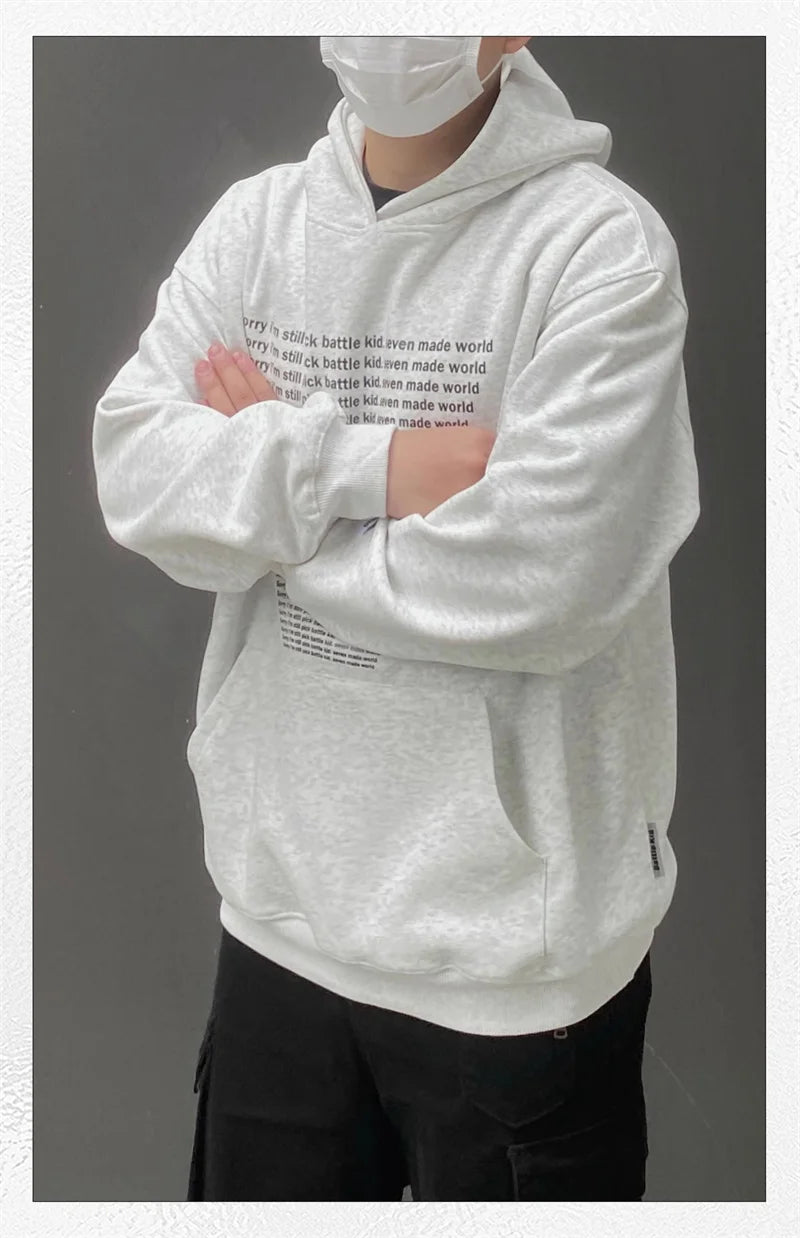 Oversized Flame Graphic Hoodie for Men