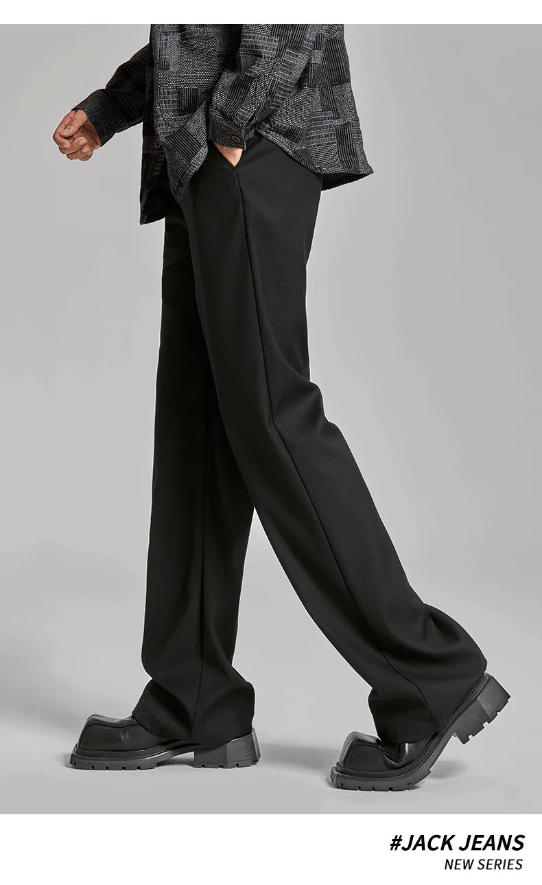 extended length edition men streetwear fashion hip hop vibe straight black pant casual business suit long pants trousers unique default style 1635