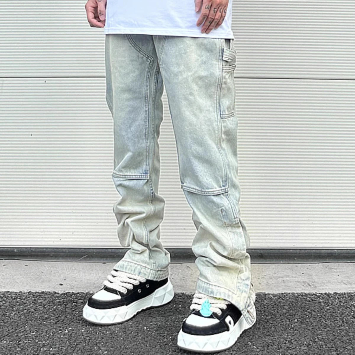 y2k side buckle washed cleanfit baggy pencil jeansfor men streetwear vibe style pantalones hombre loose casual denim trousers vintage washed jeans