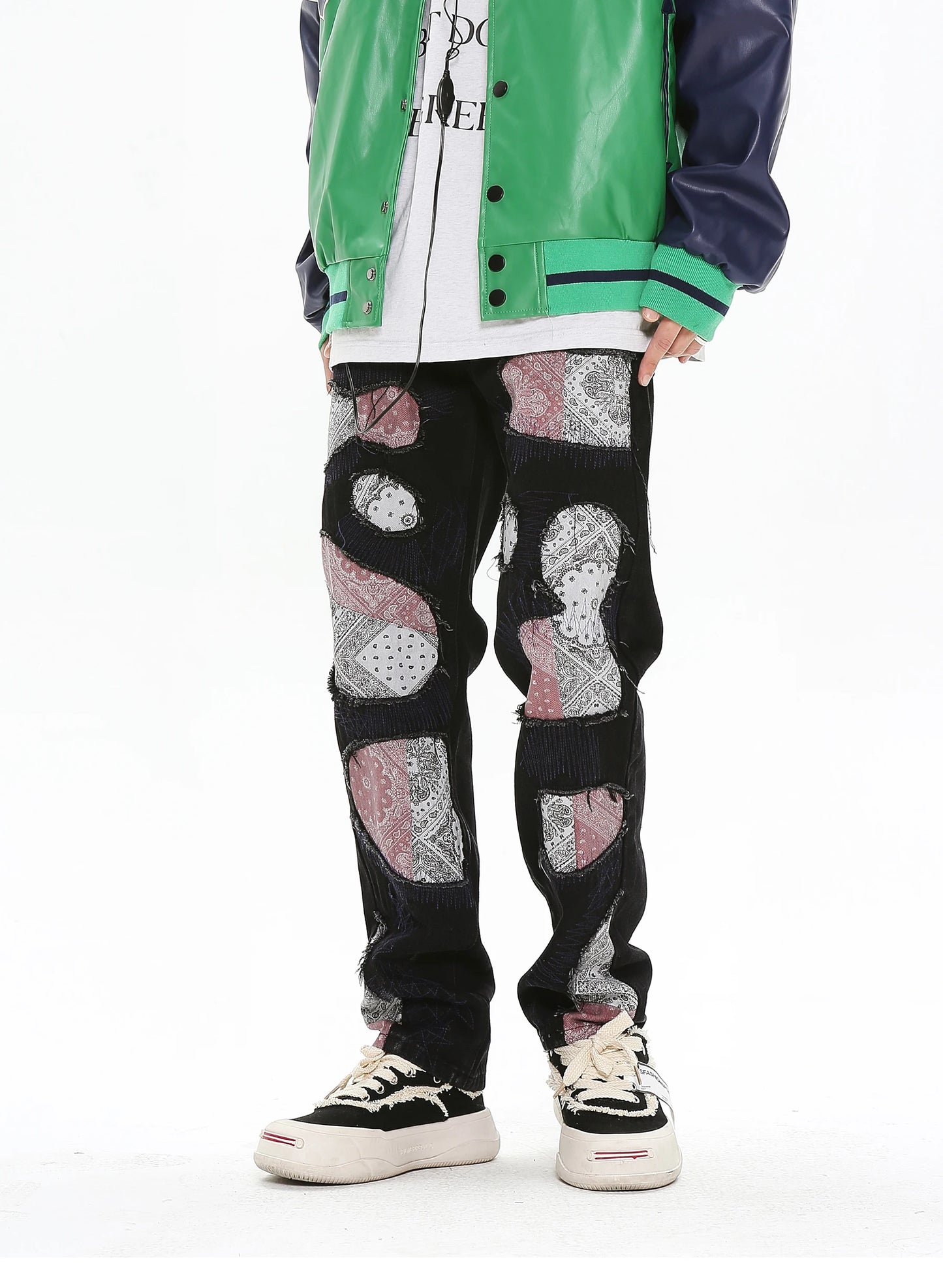 patchwork harajuku denim jeans mens zipper jeans hip hop fashion streetwear new casual straight joggers pants jeans for men unique joggers style 1458