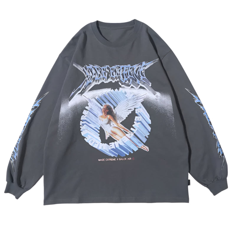 GONTHWID Creative 3D Angel Print Long Sleeve Tees Shirts Streetwear Hip Hop Hipster Casual Loose Tshirts Men Fashion Tops Street King Limited
